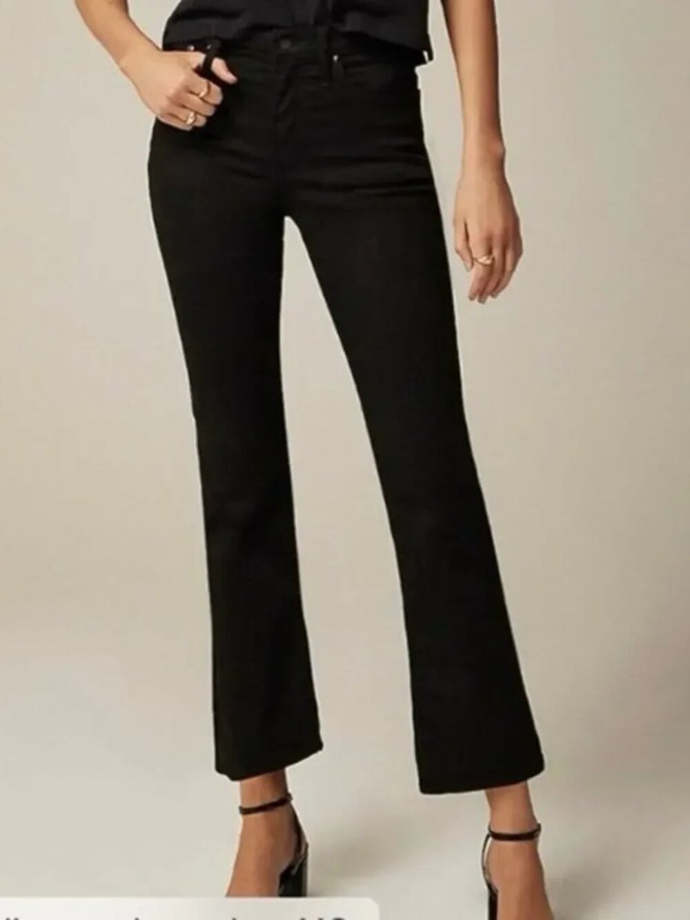 J Crew Semi-Stretch High Rise Cropped Kick Out 28 Black